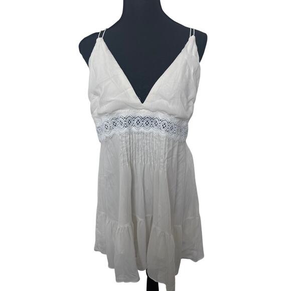 Abercrombie & Fitch Double Strap Backless Mini Dress Off White Women's XL - Picture 1 of 8
